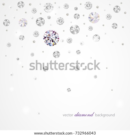 Brilliant vector snowfall. Abstract background with diamonds and pearls for graphic design