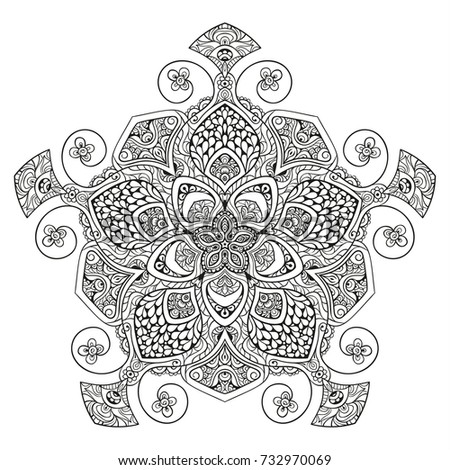 Hand drawn element. Black and white. Mandala. Vector illustration.