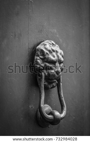 old door close up - black & white photography  