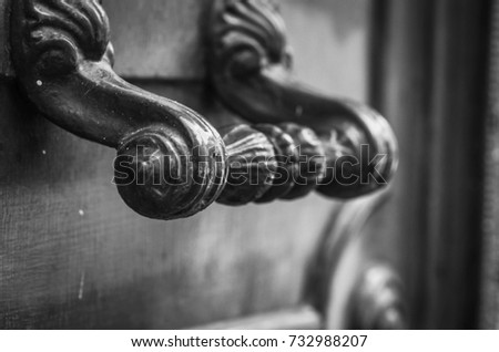 old door close up - black & white photography