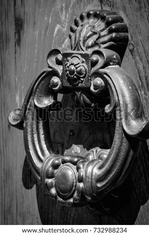 old door close up - black & white photography
