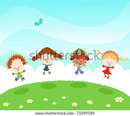 Group of Kids Jumping With Joy