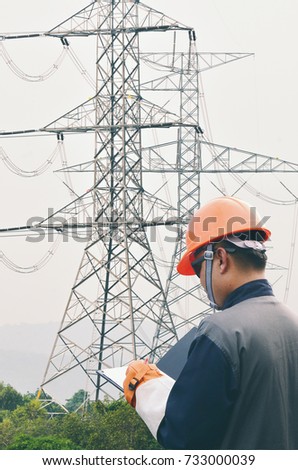 Engineers working at the dam,Dam for electricity generation
