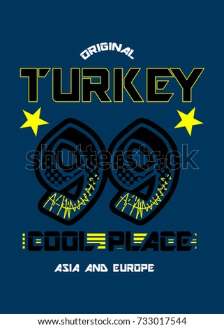 turkey cool place,t-shirt print poster vector illustration