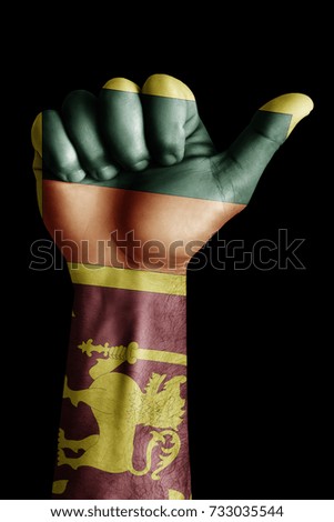 Flags written on hands sri lanka, sri lanka Flag, sri lanka counter, Hand with thumbs, yes symbol,
