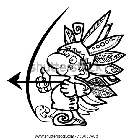 a picture for coloring. funny indians. vector