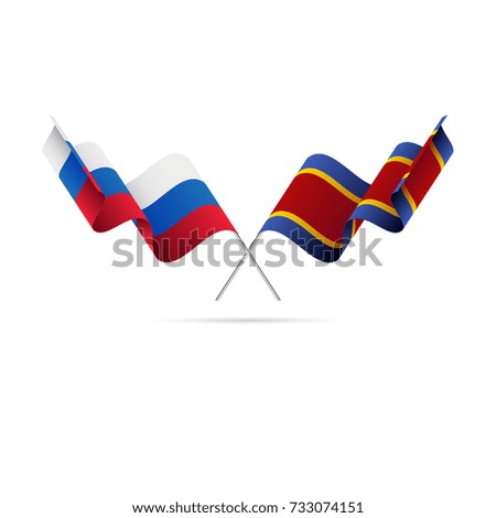 Russia and Swaziland flags. Vector illustration.