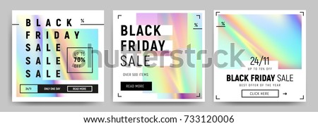 Set of blue, green and pink gradients sale banners. Minimalistic abstract design for social media, ads, promo posters. Black friday business offer template. Vector illustration EPS10.  