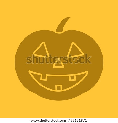 Halloween pumpkin glyph color icon. Silhouette symbol. Negative space. Raster isolated illustration