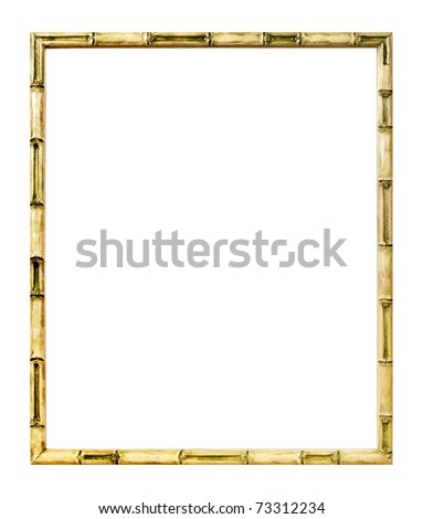 Modern style bamboo picture frame cut out over white background