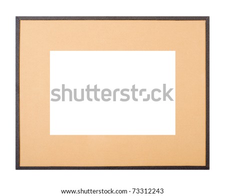 Modern style dark grey picture frame with cardboard matte, cut out over white background
