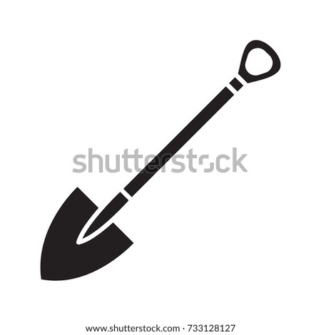 Shovel glyph icon. Silhouette symbol. Spade. Negative space. Raster isolated illustration
