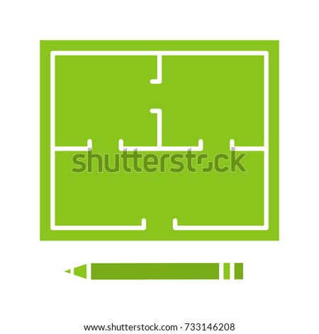 Floor plan glyph color icon. Flat blueprint. Silhouette symbol on white background. Negative space. Raster illustration
