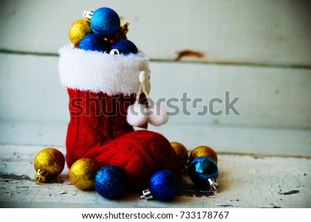 Christmas boot full of Christmas balls