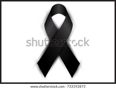 Black awareness ribbon on white background