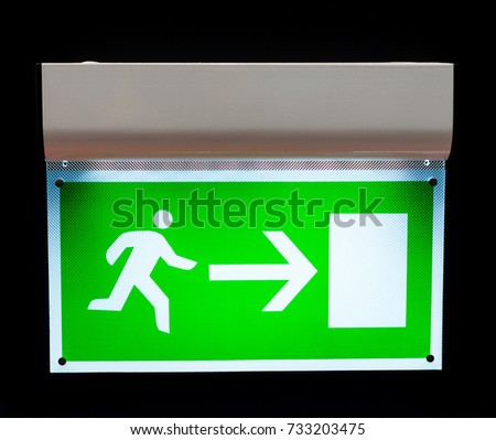 Exit sign on a black background