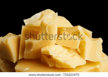 cheese on black background