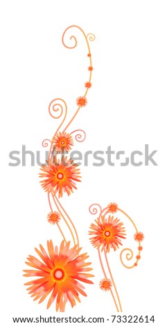 Vector illustration of curly orange flowers isolated on white