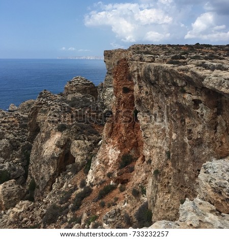 the sea and cliffs  on malta island 
