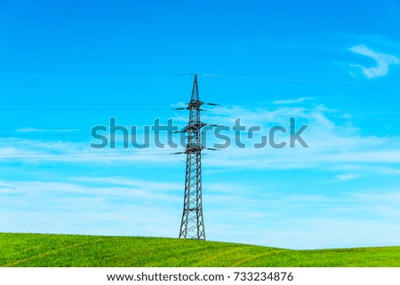 Lush Field with Electricity Pylon
