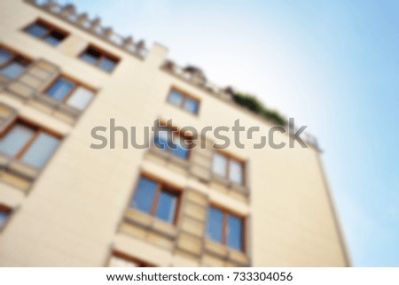  Abstract blur of modern apartment building.