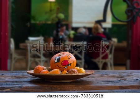 pumpkin with happy face halloween background decorative 