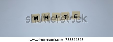 Wording of "WHITE" isolated white background