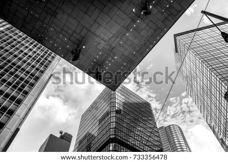 commercial building in Hong Kong with B&W color