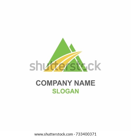 Abstract triangle mountain and road logo.