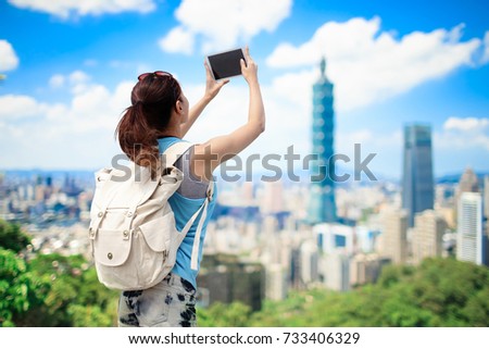 beauty woman selfie in the taipei city