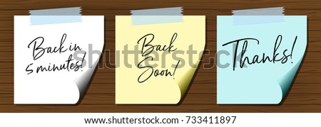Three different notes on wooden wall illustration