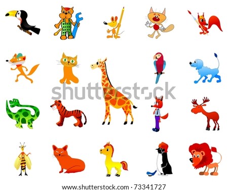Set of funny animals. Vector