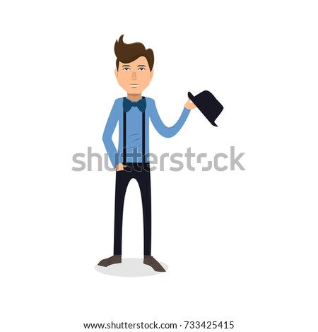 funny and cool cartoon guy in casual clothes, gesturing. Vector illustration, Hipster Style