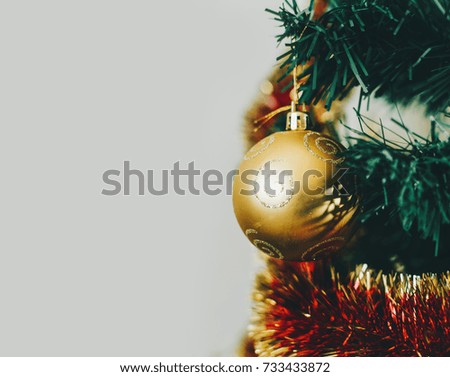 Christmas tree with decoration, new year decor