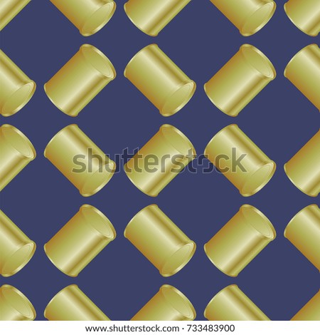 Raster Metal Cans Seamless Pattern on Blue Background