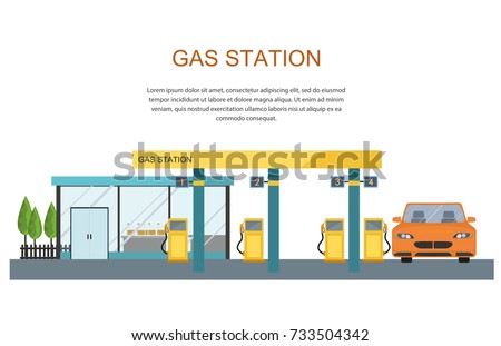 Gas filling station. Energy. Vector flat illustration Royalty-Free Stock Photo #733504342