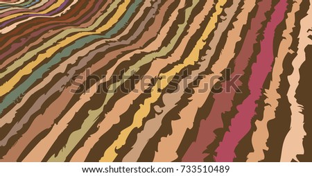 Abstract hill side image, derived from a freehand pattern illustration, in color