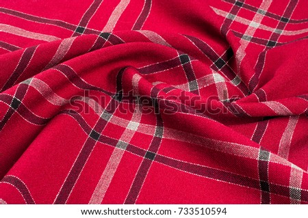  texture, pattern. Scottish tartan pattern. Red and black wool plaid print as background. Symmetric square pattern. yarn dyed flannel is brushed on both sides and perfect for button down shirts, 
