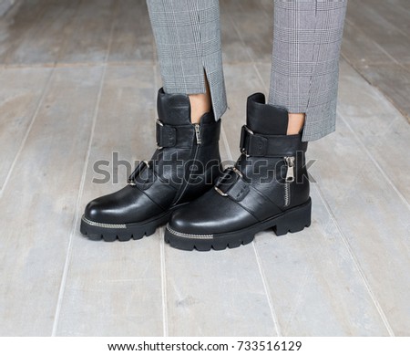 Women boots on legs