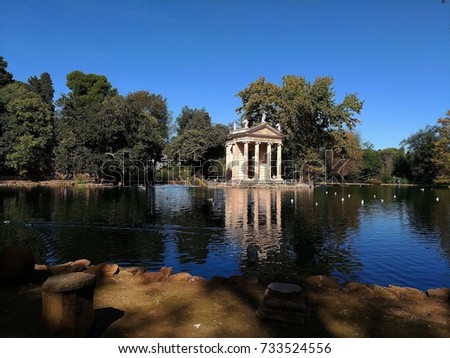 Temple of Esculapio, located at the beautiful park Villa Borghese, Rome, Italy