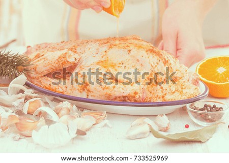 preparation duck with orange on white dish