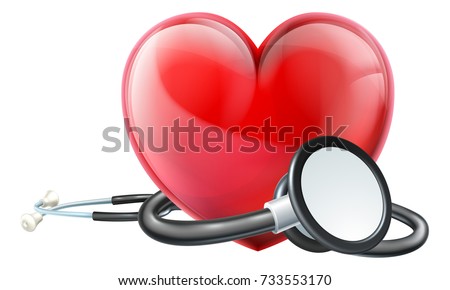 A medical doctors stethoscope and a heart icon 