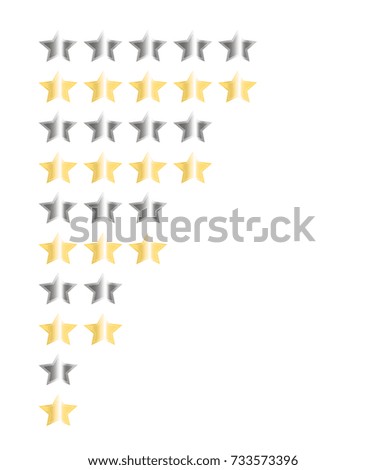 set of gold and silver star sticker label one to five stars