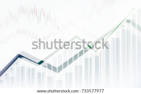 Abstract financial chart with graph in Double exposure style on white color background