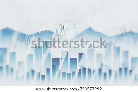 Abstract financial chart with graph in Double exposure style on white color background