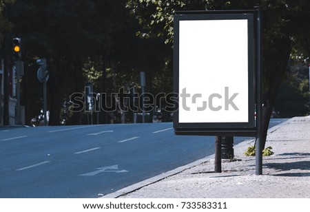 White billboard panel in the city 