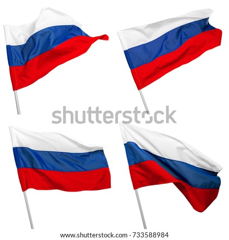 Russia flag waving on white background Royalty-Free Stock Photo #733588984