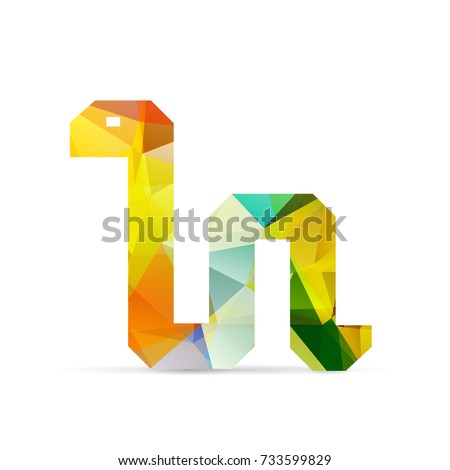 low poly design of python isolated on white background