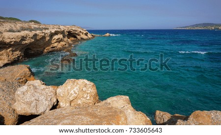 Photo of famous seascape of Koufonisi island with turquoise and sapphire clear waters, Cyclades, Greece