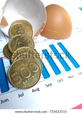 Investment and Passive Income (coin money out from egg shell)
